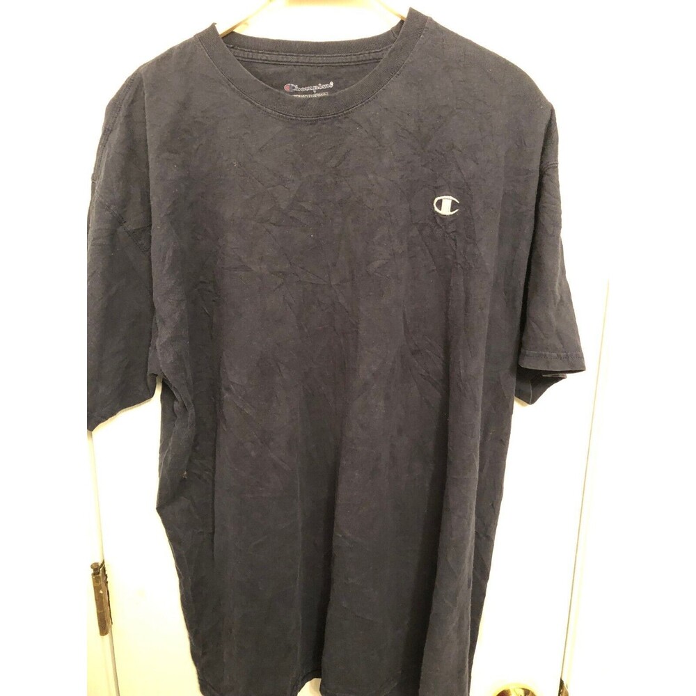 Champion T-Shirt Men XL Black Short Sleeve Crewneck Basic Vintage 100% Cotton